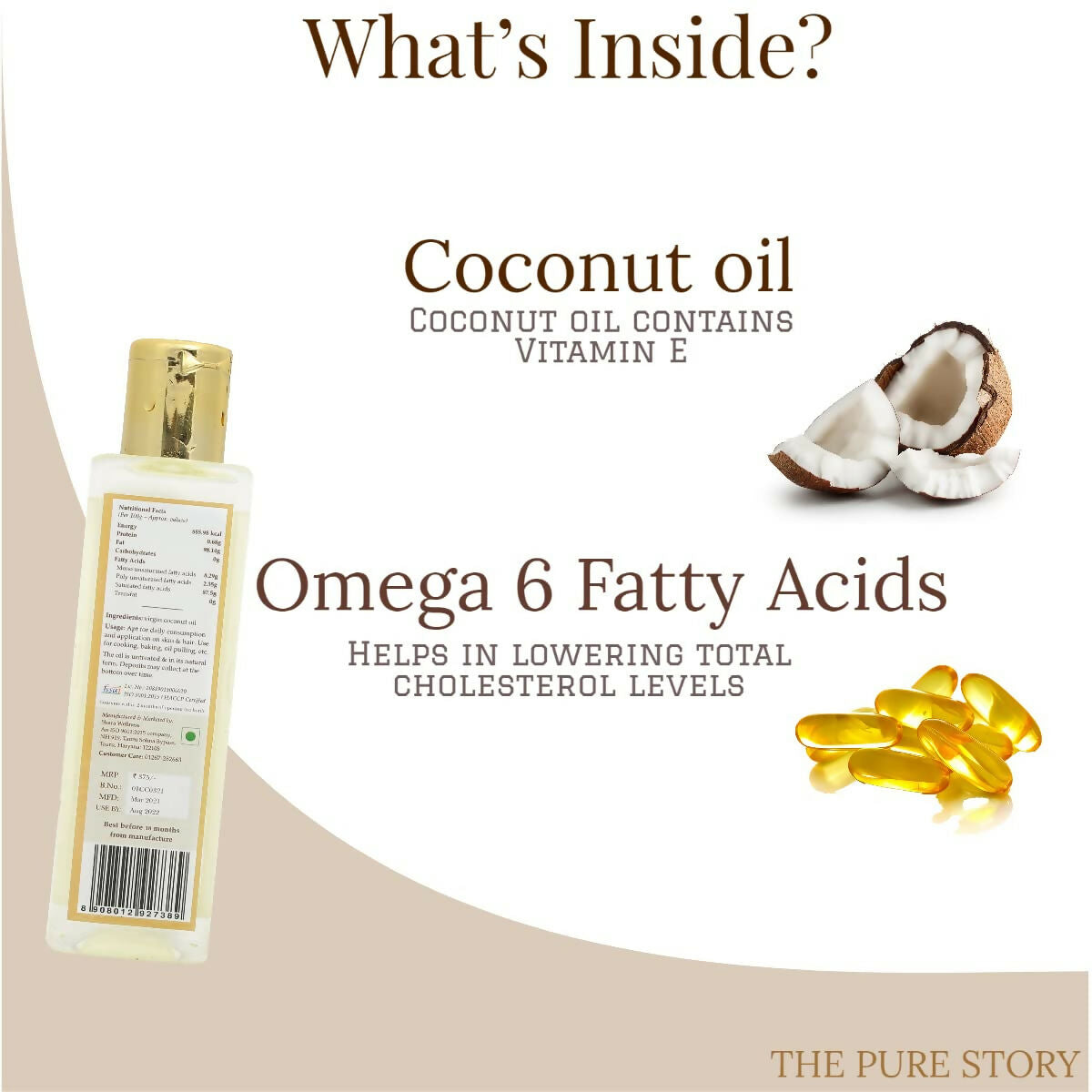 The Pure Story Natural Cold Pressed Coconut Hair Oil  Grab2Buy The Pure Story Grab2Buy