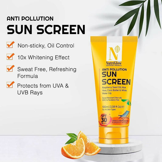 NutriGlow Advanced Organics Anti Pollution Sun Screen SPF 30 PA+++ 