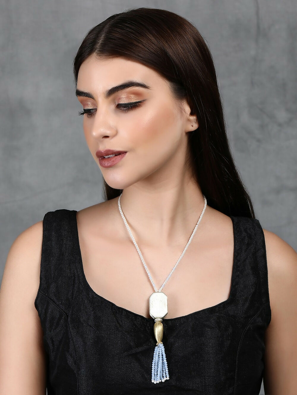 Joban Fashion Women Long Pattern Silver Tone Brass Necklace | Grab2Buy