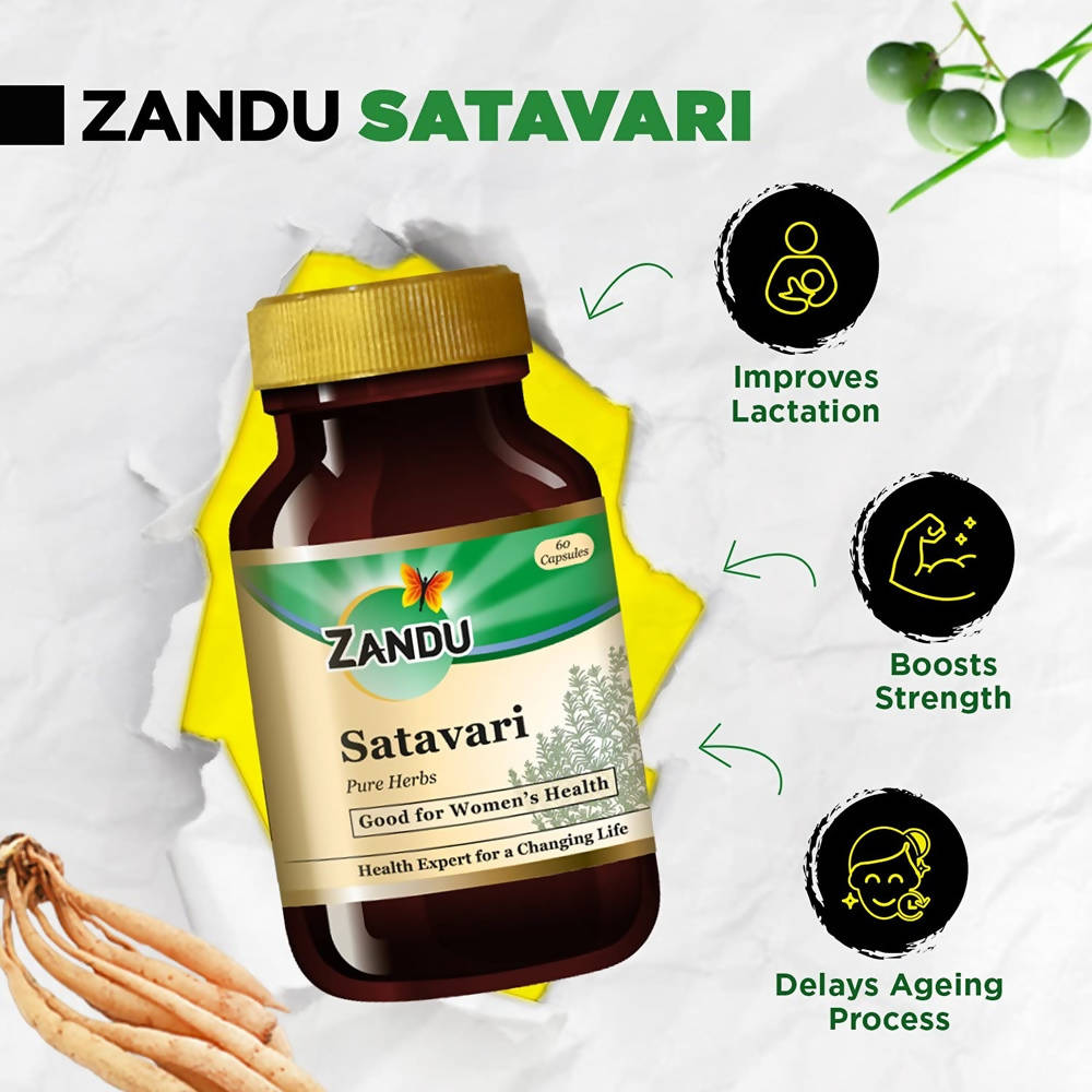 Zandu Satavari Pure Herbs Capsules - Grab2buy