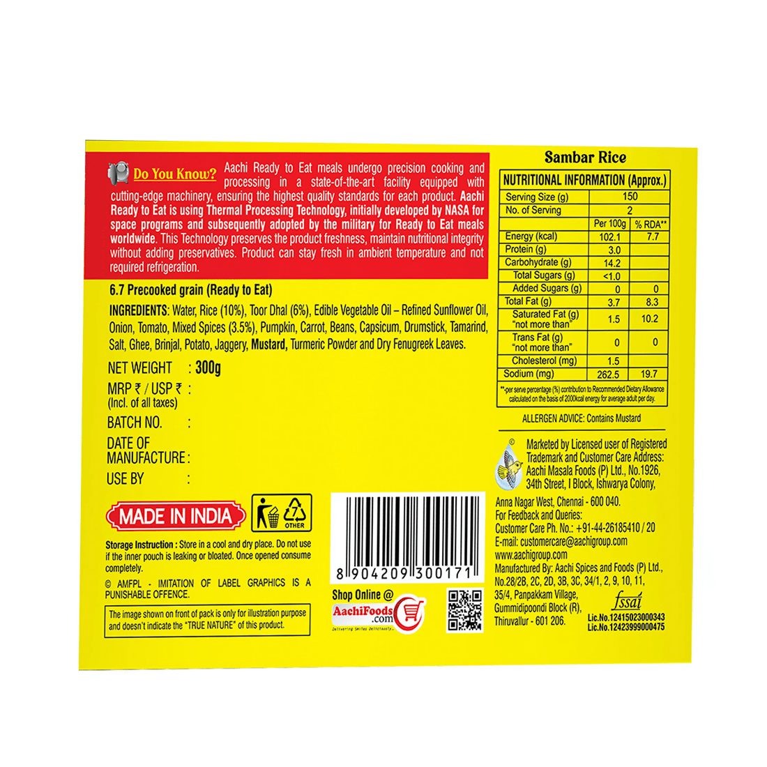 Aachi Instant Sambar Rice 