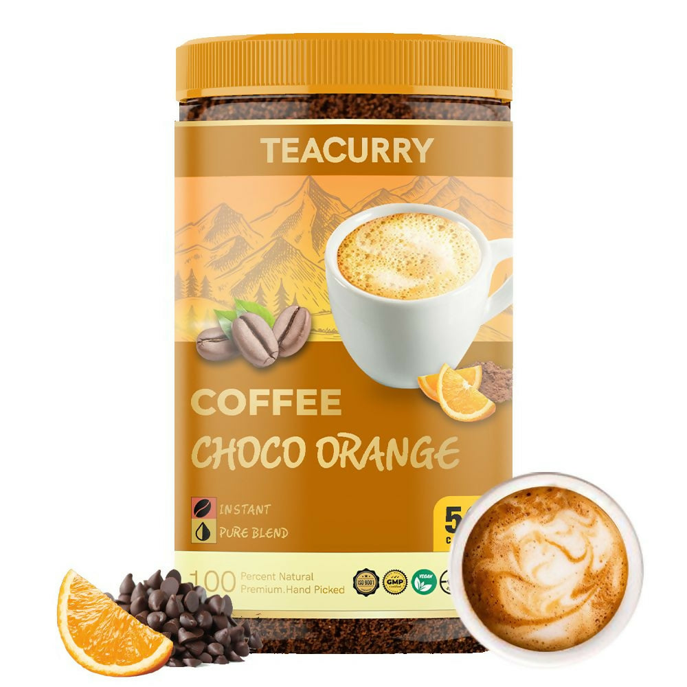 Teacurry Choco Orange Instant Coffee Powder - Arabica Freeze Dried Coffee for Instant Hot & Cold Coffee - Grab2buy