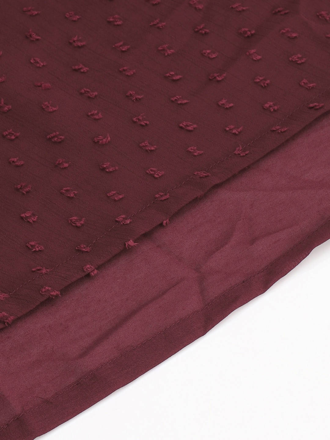Janasya Women Maroon Poly Chiffon Dobby Weave Kurta