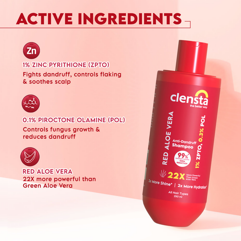 Clensta Red Aloe Vera Anti-Dandruff Shampoo 