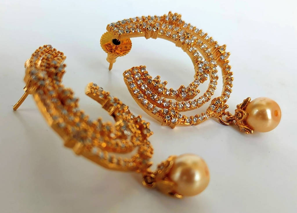 White AD Designer Stone Earrings - Grab2buy