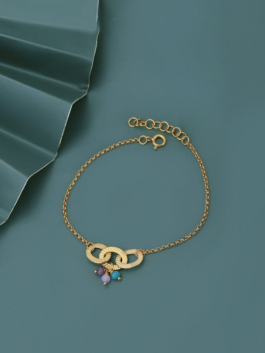 Gold-Polished with Glass Beaded Charm Bracelet - Wahe Jewels | Grab2Buy