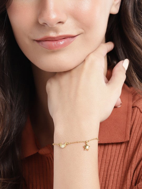 Gold-Polished with Moon & Star Charm Bracelet - Wahe Jewels | Grab2Buy