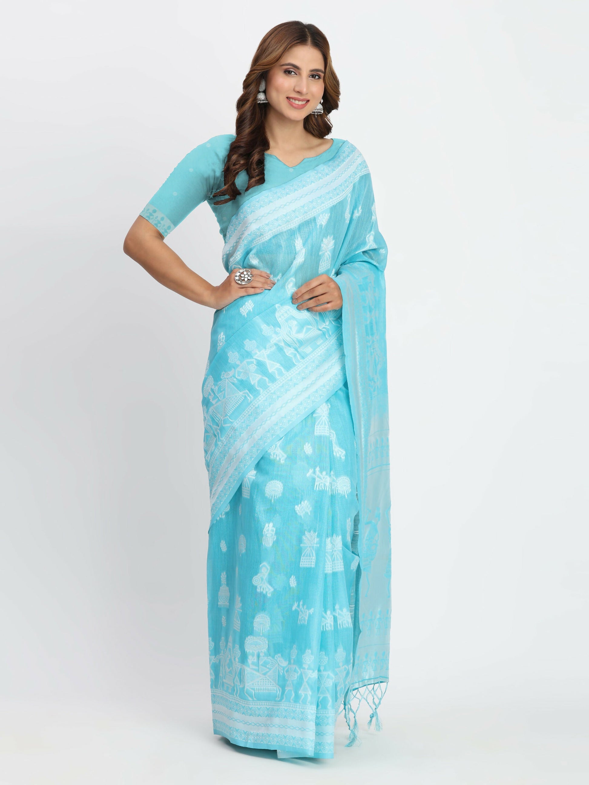 Shree Shyam Fashion Linen Cotton Grey Saree