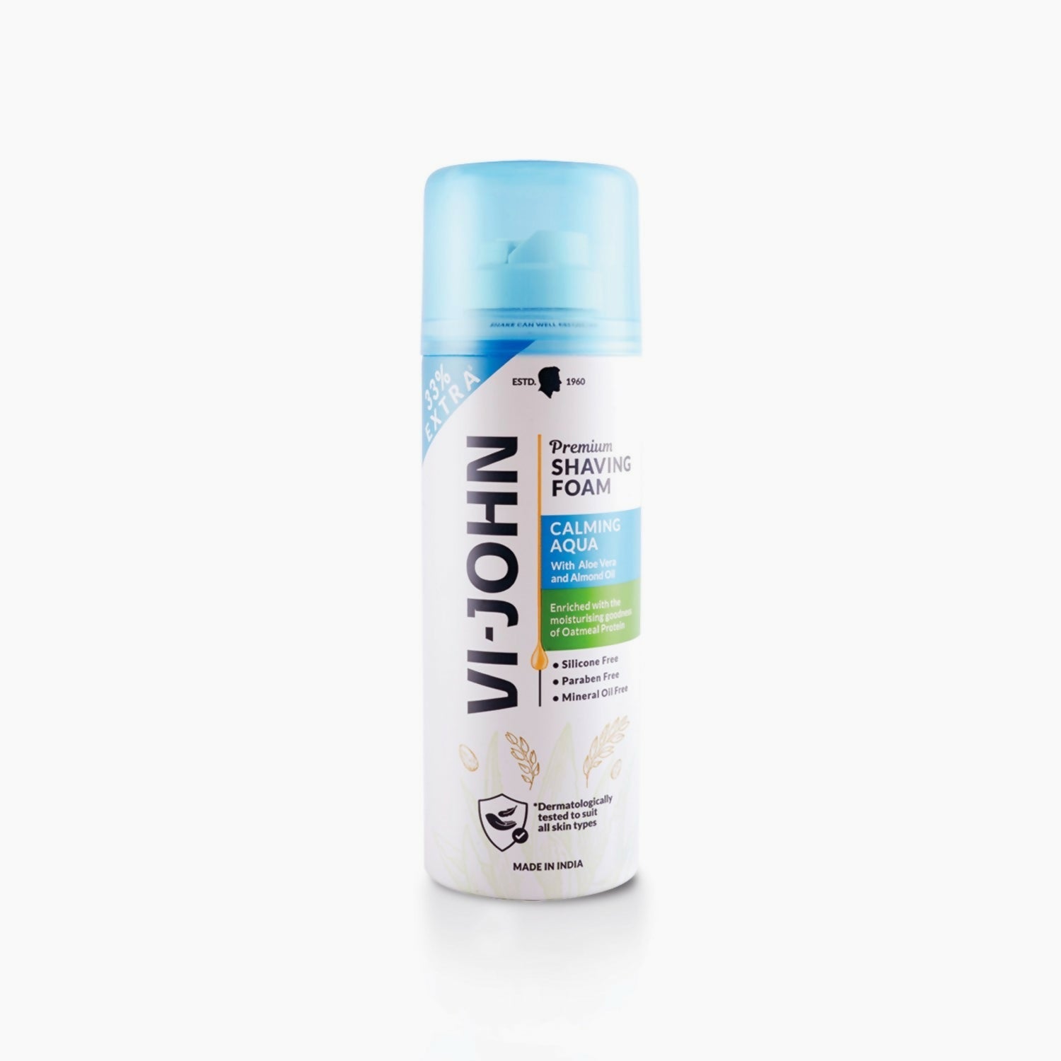 VI-JOHN Dermatologically Tested Premium Claming Aqua Shaving Foam Enriched with Aloevera & Almond Oil Free From Silicone, Paraben & Mineral Oil  Grab2Buy VI-JOHN Grab2Buy
