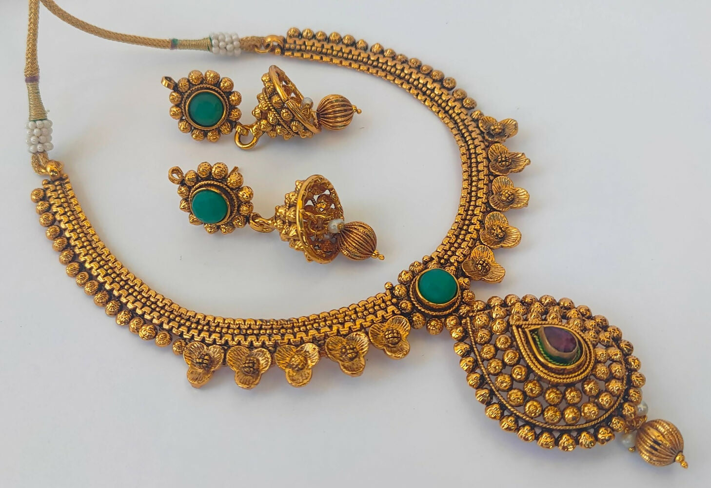Multicolor Antique Necklace With Earrings - Grab2buy