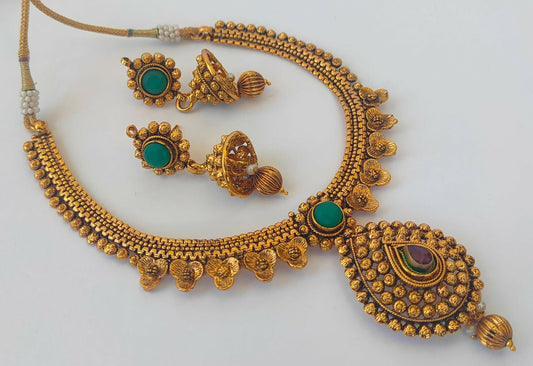 Multicolor Antique Necklace With Earrings - Grab2buy