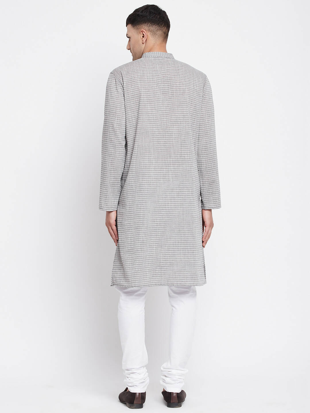 Even Apparels White Pure Cotton Men's Long Kurta With Band Collar - Grab2buy