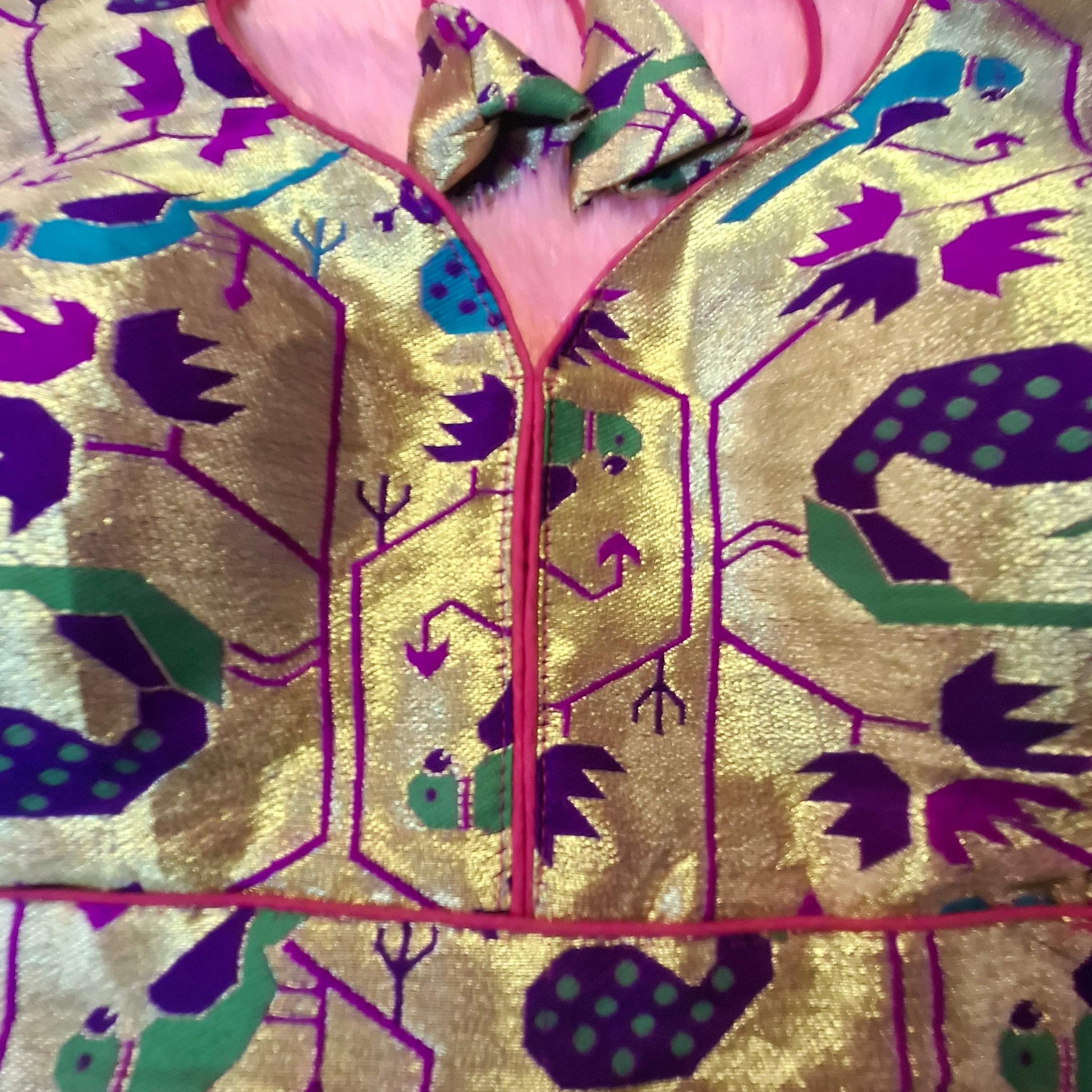 Kia Fashions Magenta Jacquard Weave Multi Color Paithani Readymade Blouse 