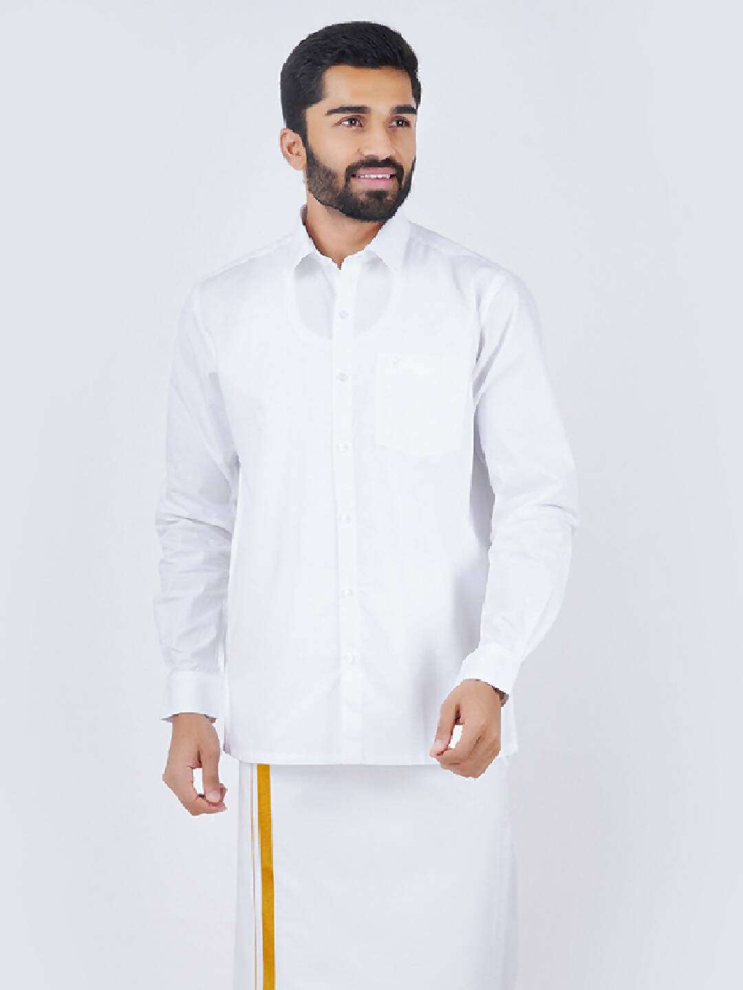 Ramraj Cotton Mens Full Sleeve Formal 100 % Cotton White Shirt 