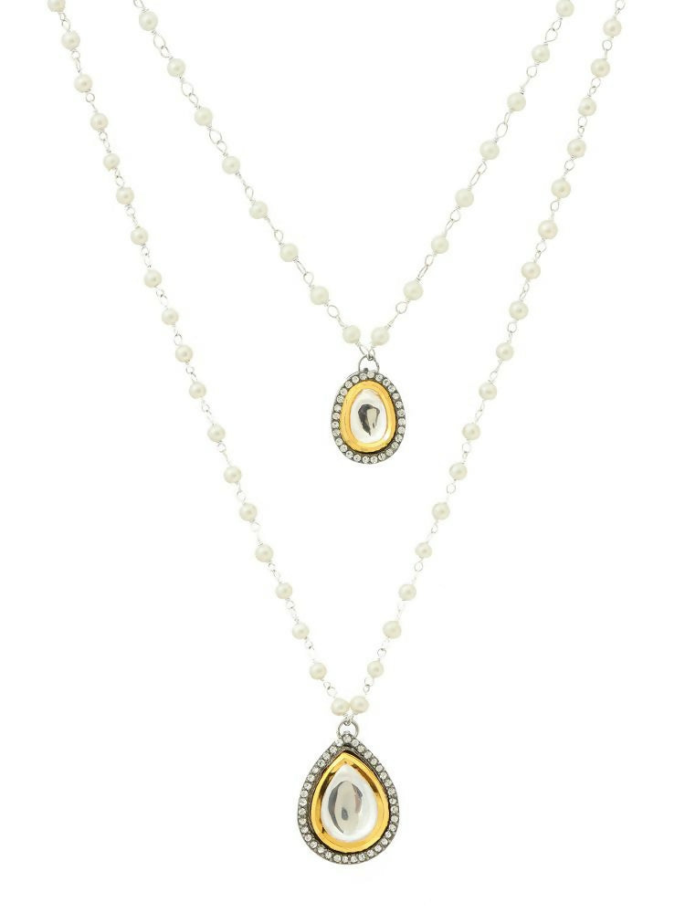 Beaded Chain with Kundan Drop necklace ru raang - Ruby Raang | Grab2Buy