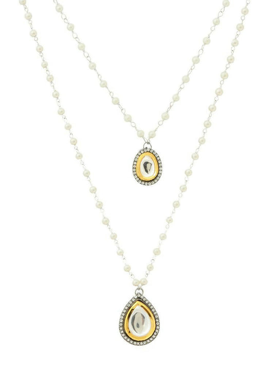 Beaded Chain with Kundan Drop necklace ru raang - Ruby Raang | Grab2Buy