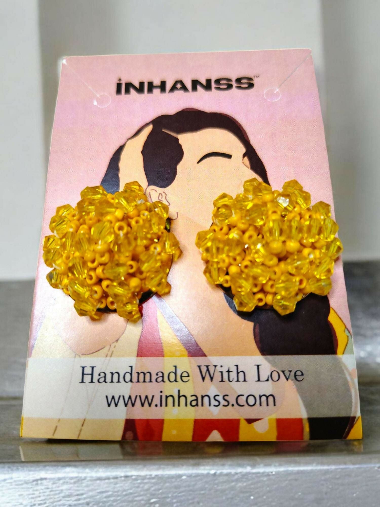 Inhanns Small Statement Studs Earrings - Yellow