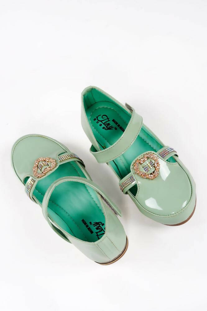 Tiny Bugs Girls Party Wear Velcro Ballerinas - Green  Grab2Buy Tiny Bugs Grab2Buy