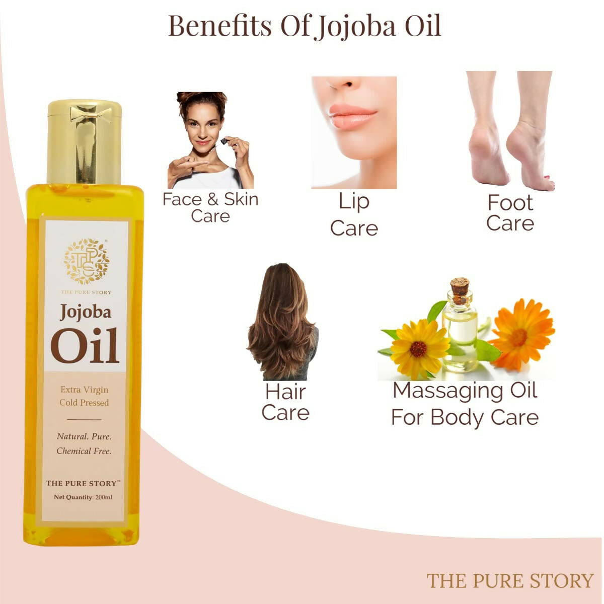 The Pure Story Natural Cold Pressed Jojoba Oil for Hair & All Body parts  Grab2Buy The Pure Story Grab2Buy