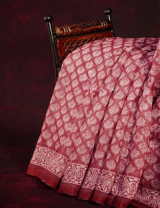 Red Onion All Over Printed Semi Chanderi Grab2Buy By Gayathri Reddy Designer Studio 