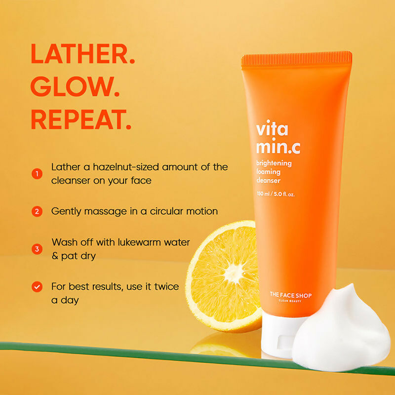 The Face Shop Vitamin C Brightening Korean Face Wash  Grab2Buy The Face Shop Grab2Buy