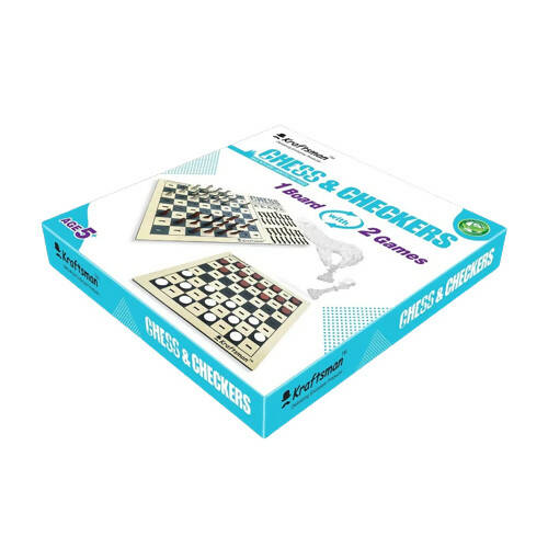 Kraftsman Wooden Chess & Checkers Combo Board Game | One Board Two Games - Grab2buy