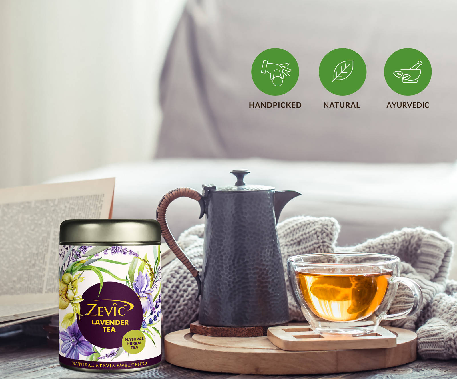 Zevic Premium Lavender Flowers Green Tea  Grab2Buy Zevic Grab2Buy