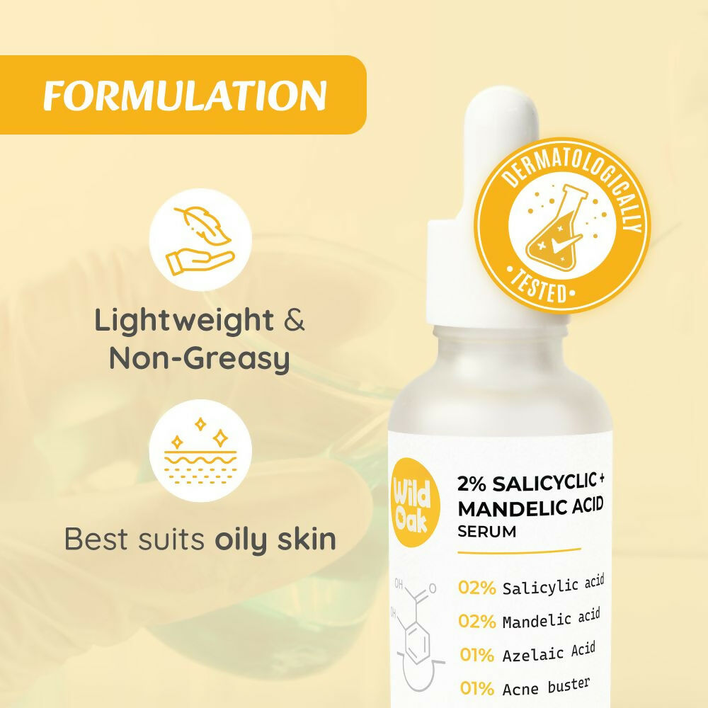 Wild Oak Anti Acne & Oil Control Face Serum 3X Power of 2% Salicylic Mandelic & Azelaic Acid, Anti-Acne Pore Cleansing & Skin Exfoliation  Grab2Buy Wild Oak Grab2Buy