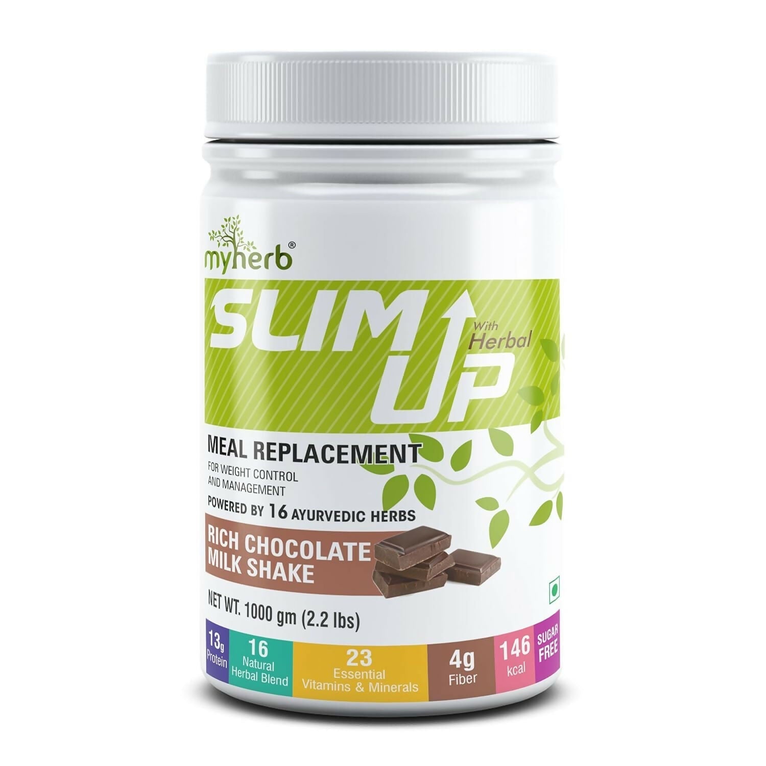 Myherb Slim Up Meal Replacement Shake With 16 Natural Herbal Blend For Men & Women - Chocolate Milk Shake 