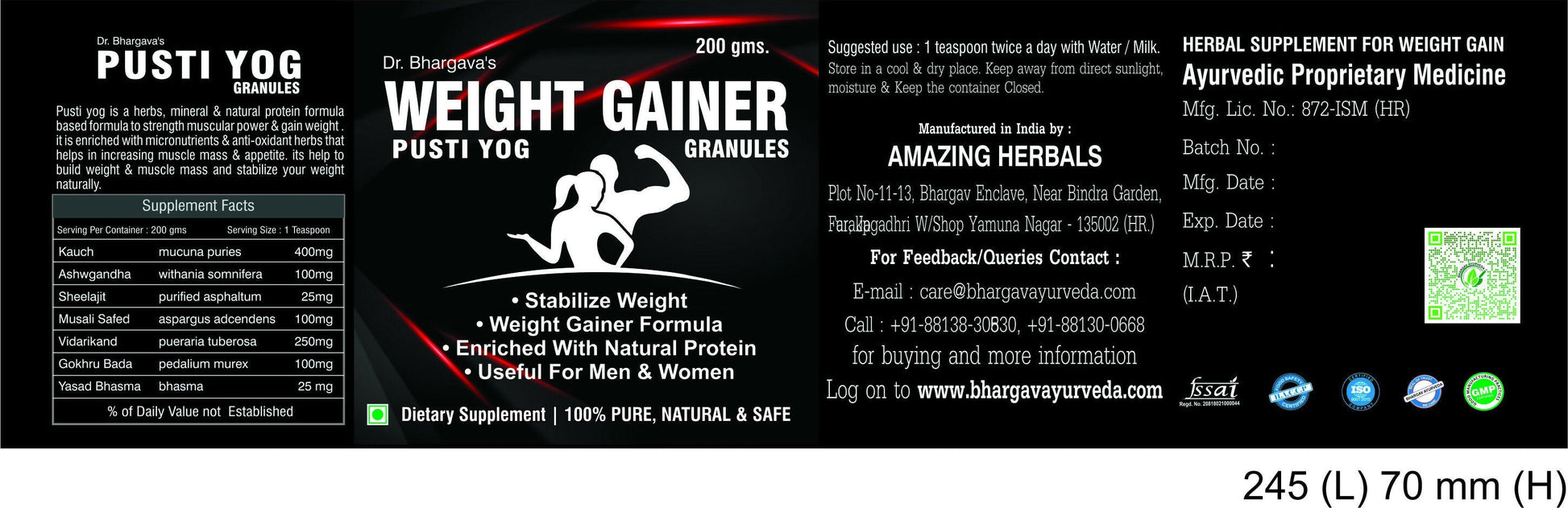 Dr.Bhargav’s Pusti Yog Weight Gain Safe Granules 