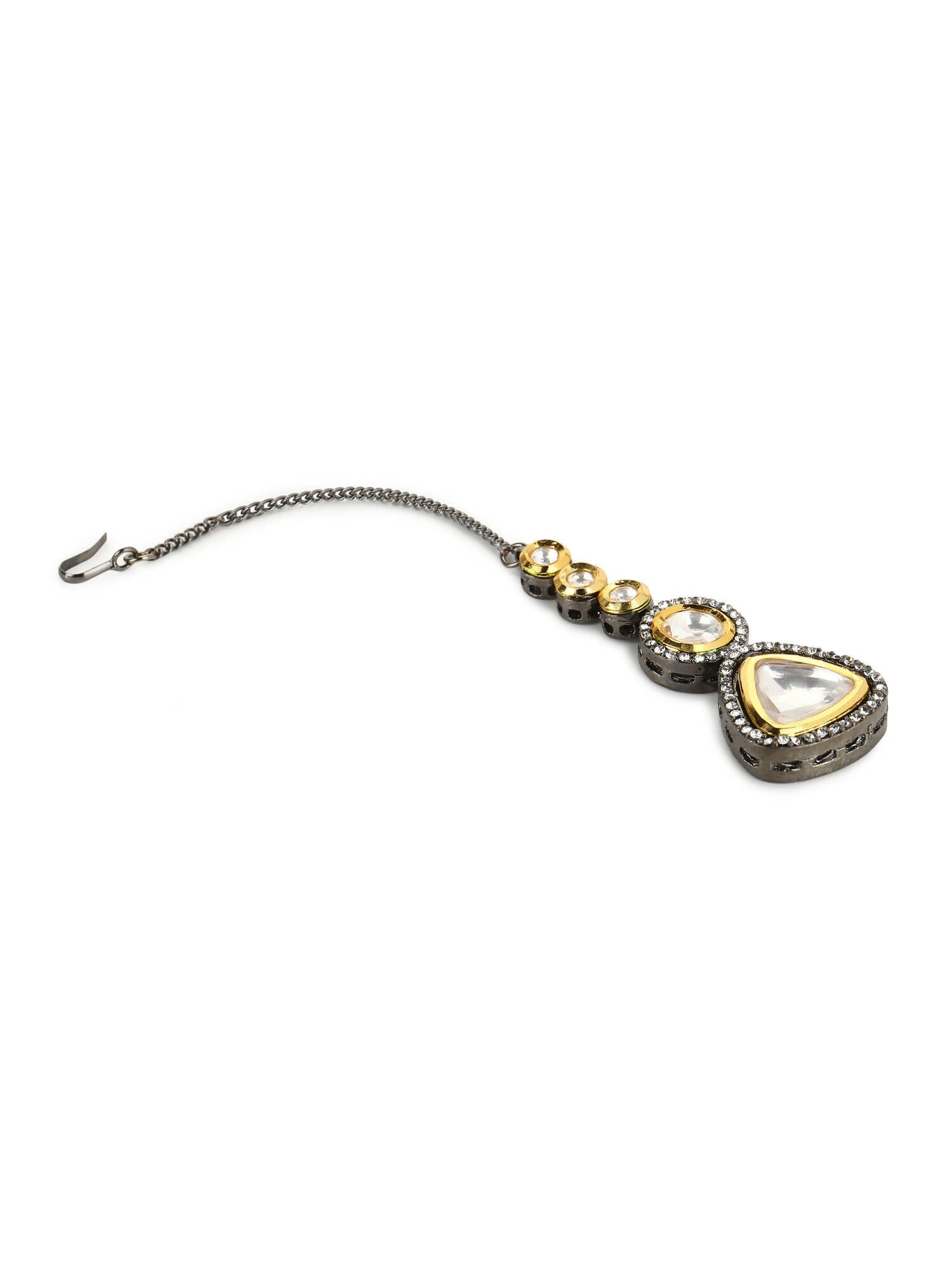 Gold-Plated Gold-Toned Kundan Maang Tikka - Ruby Raang - Grab2buy