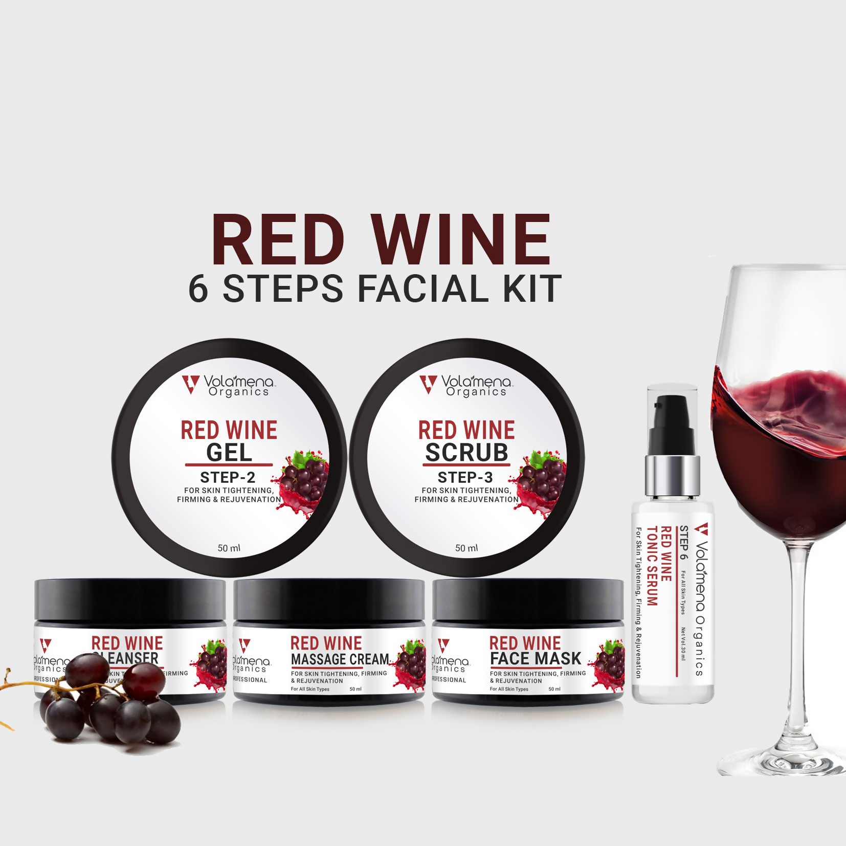 Volamena Organics Red Wine Facial Kit  Grab2Buy Volamena Grab2Buy
