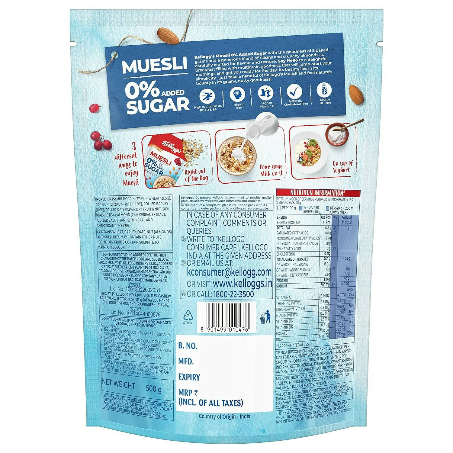 Kellogg's Muesli 0% Added Sugar 