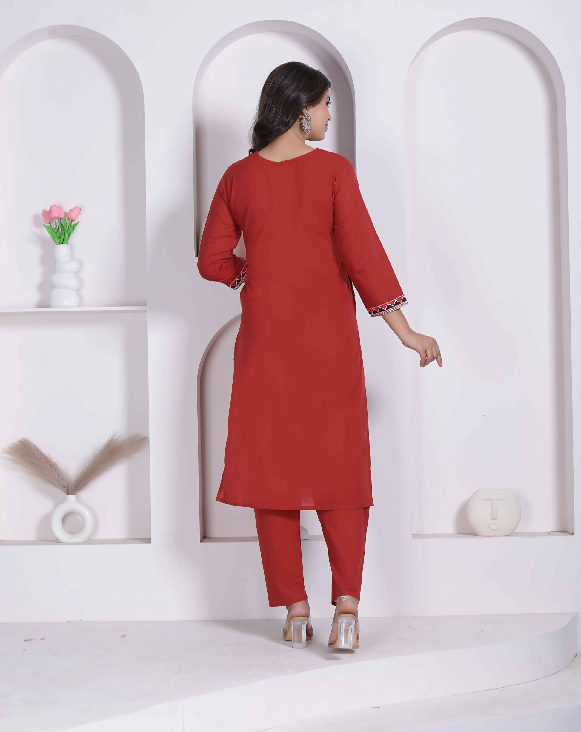 Miravan Womens Brown Straight Kurta Set