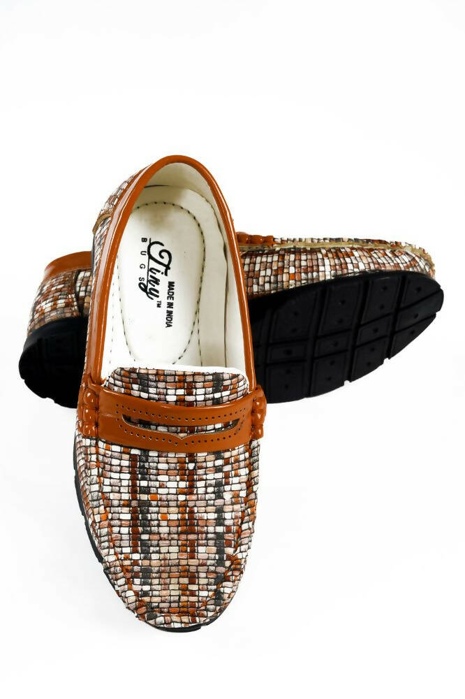 Tiny Bugs Boys Printed Slip On Loafers - Tan  Grab2Buy Tiny Bugs Grab2Buy