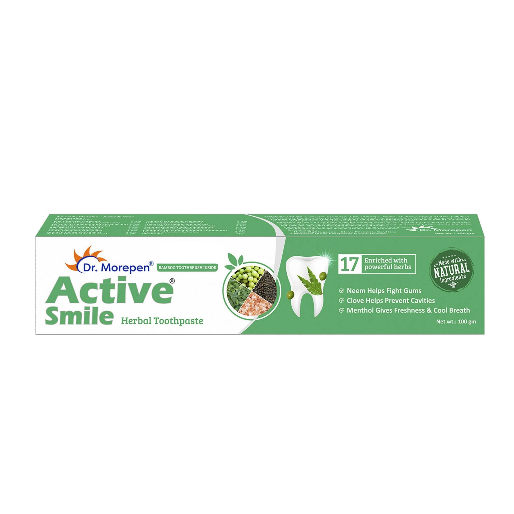 Dr. Morepen Active Smile Herbal Toothpaste with Neem, Clove & Menthol 
