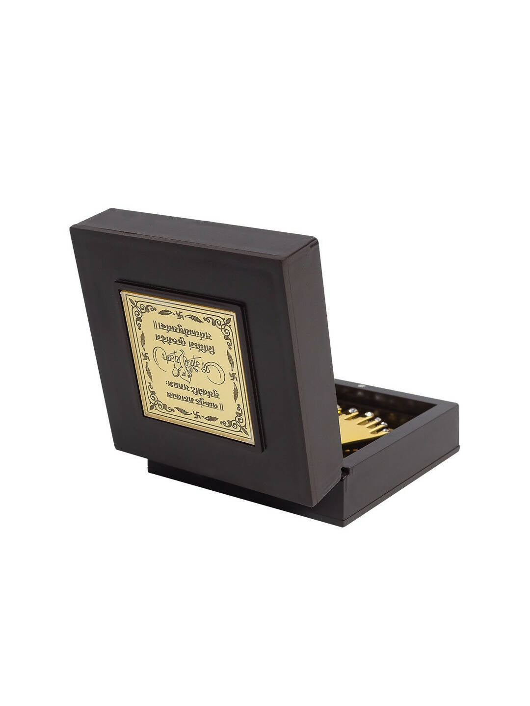 Golden Peacock Brown Wooden Ganesha Prayer Box 