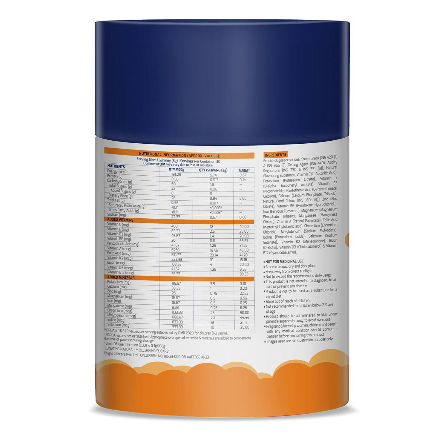 Gritzo Super Gummies, Multivitamin for Kids (Natural Orange Flavour)