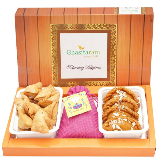 Ghasitaram Assorted Box of Gujiyas, Farsan Samosa and Thandai 