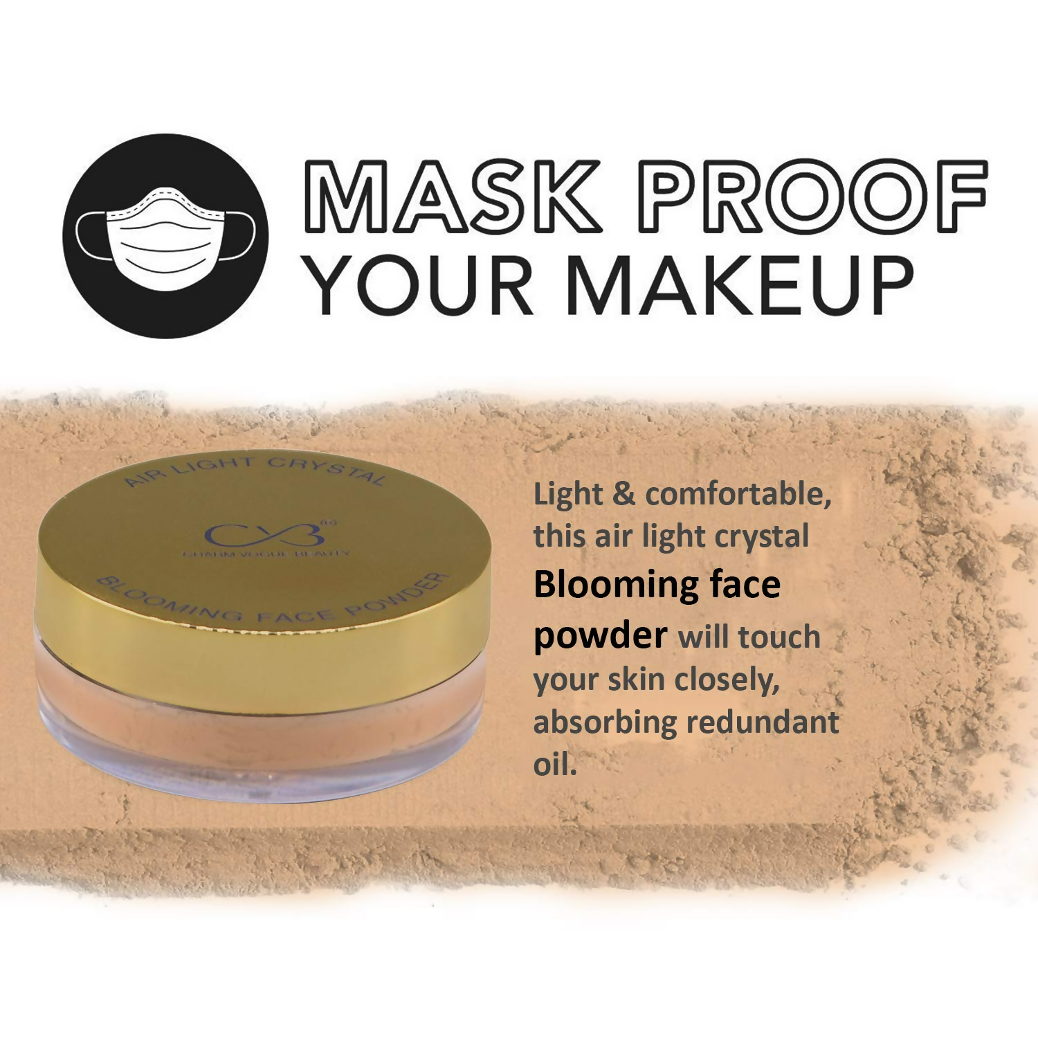 CVB C54 Blooming Loose Face Powder Air Light Crystal Oil Control Powder Shade 2