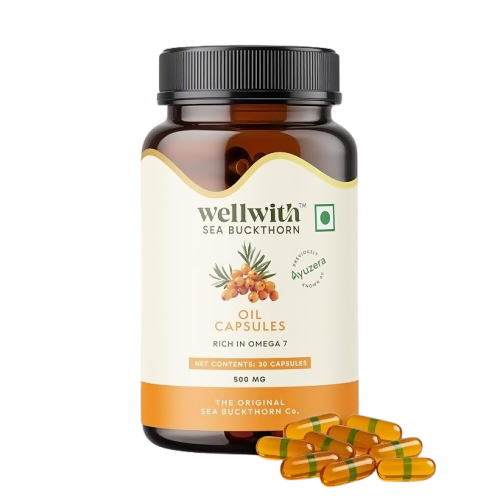 Wellwith Sea Buckthorn Berry Oil Vegan Omega 7 500mg, Softgels Capsules  Grab2Buy Wellwith Grab2Buy