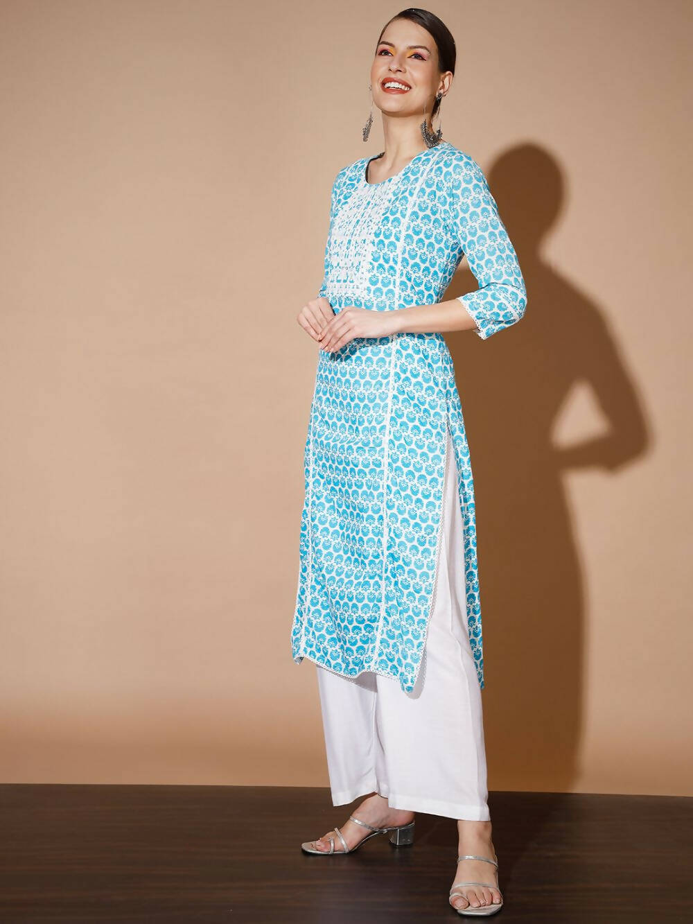 Myshka Women Blue Printed Kurtas