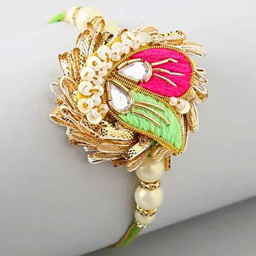 Ethnic Zardosi Rakhi & Almond Treat Chocolate