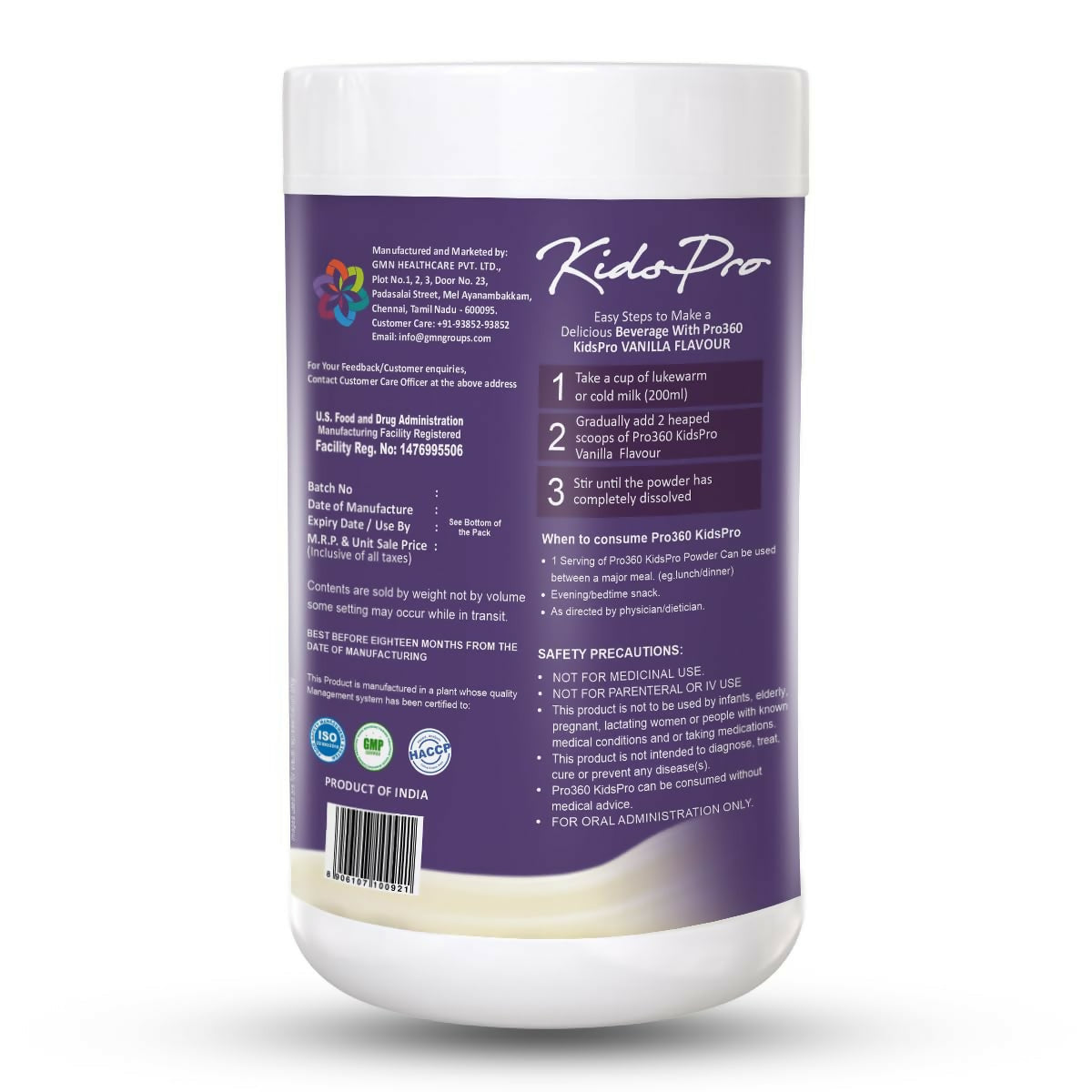Pro360 Kidspro Protein Powder Child Nutrition for Growing Children, Improves Growth & Active Strong Kids 