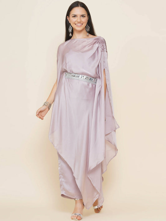 Women Republic Lavender Georgette Assymetical Kurta With Palazzo - Grab2buy