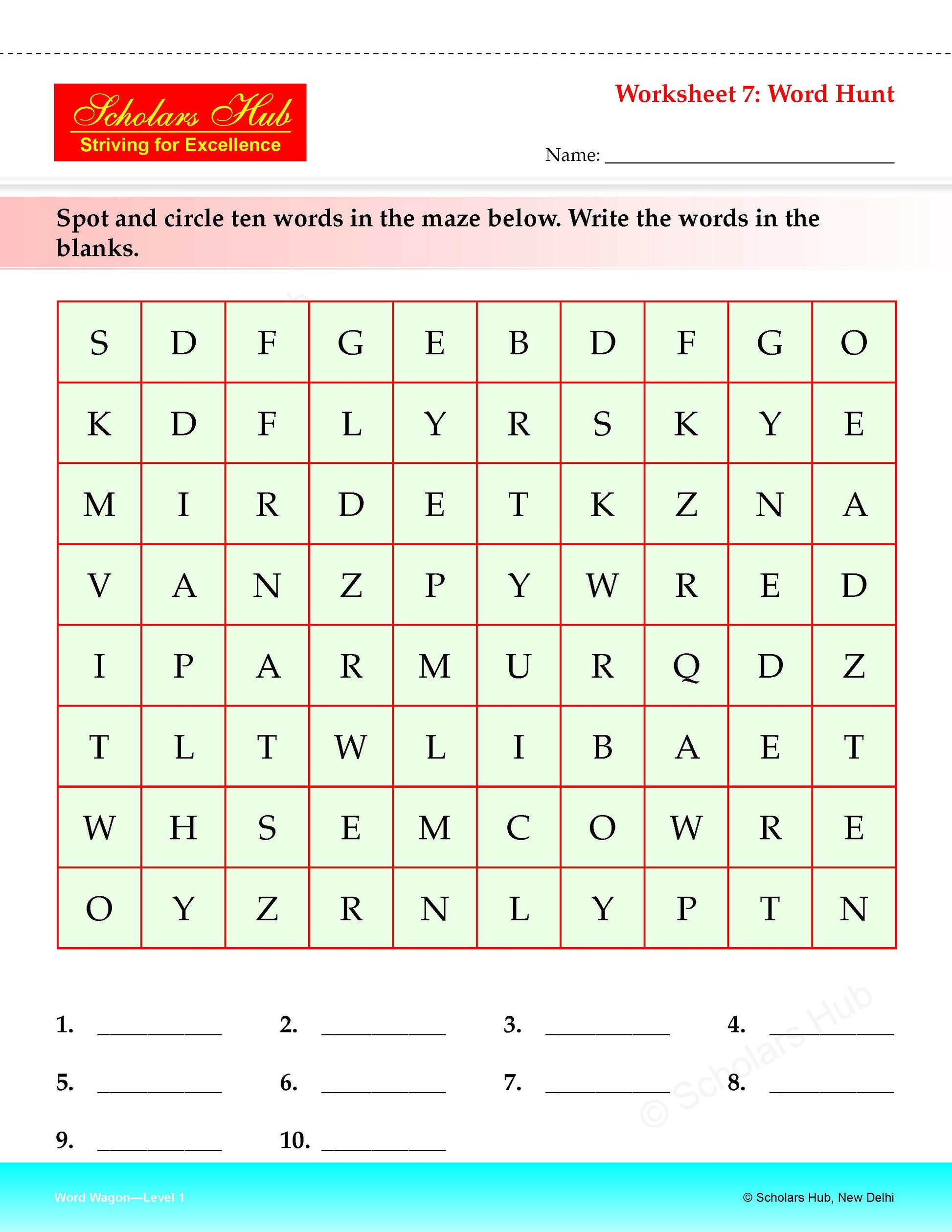 Step By Step Skills Word Wagon-1(Tearble Colourful Worksheets)