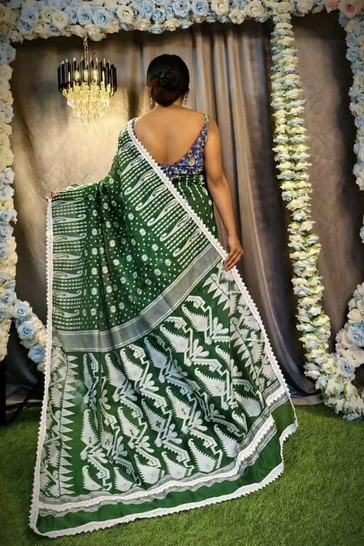 Exclusive Collection Beautiful Dark Green Jaal Jamdani Grab2Buy 