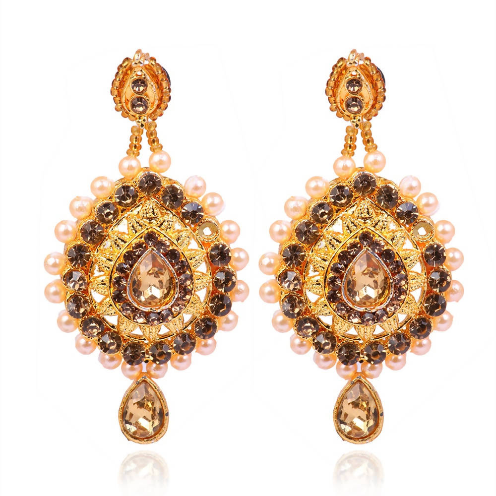 Tehzeeb Creations Stone And Pearl Studded Necklace With Earrings And Tikka