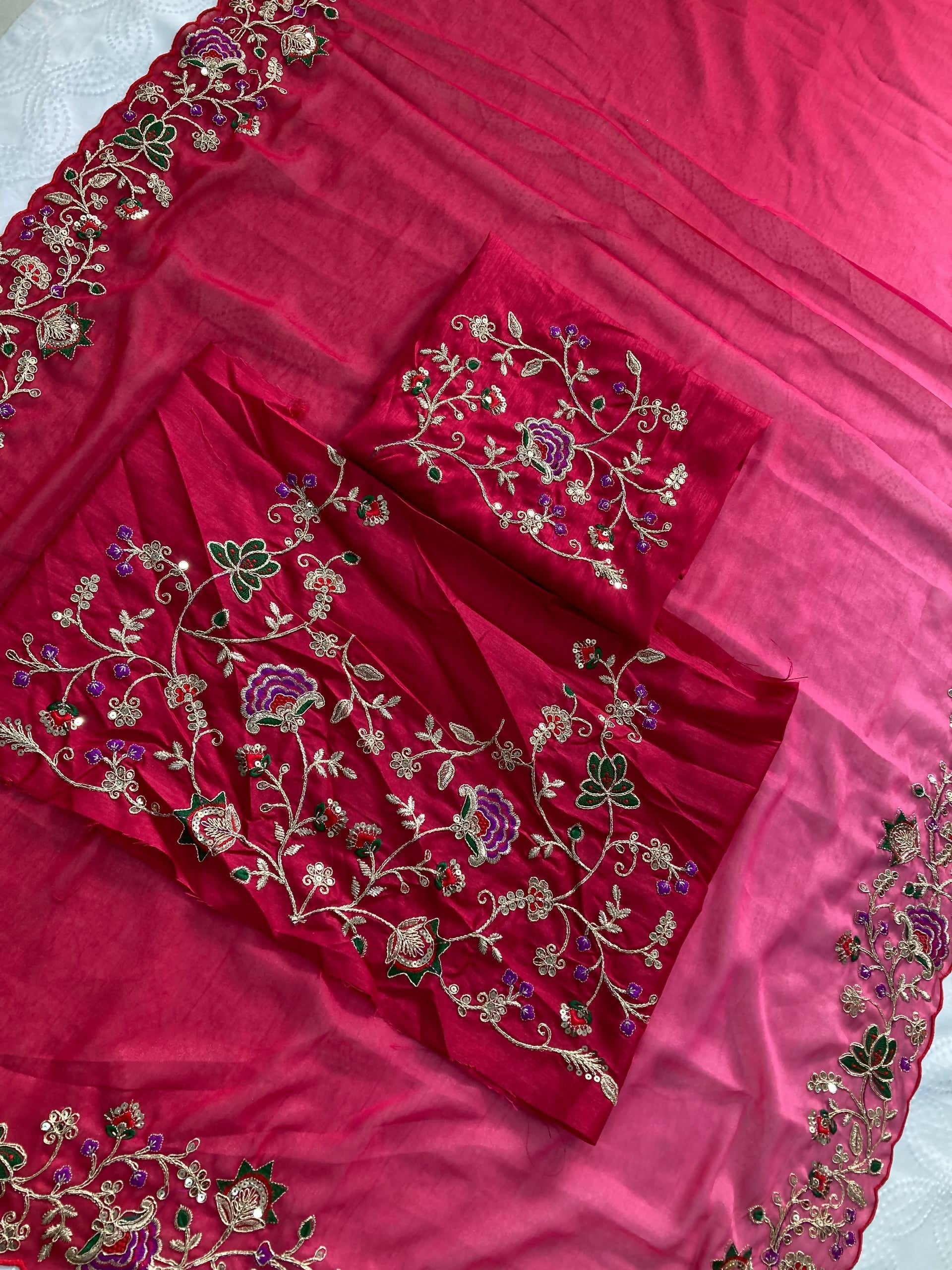 Teeya Creation New Exclusive Wedding Wear Georgette Saree-Pink