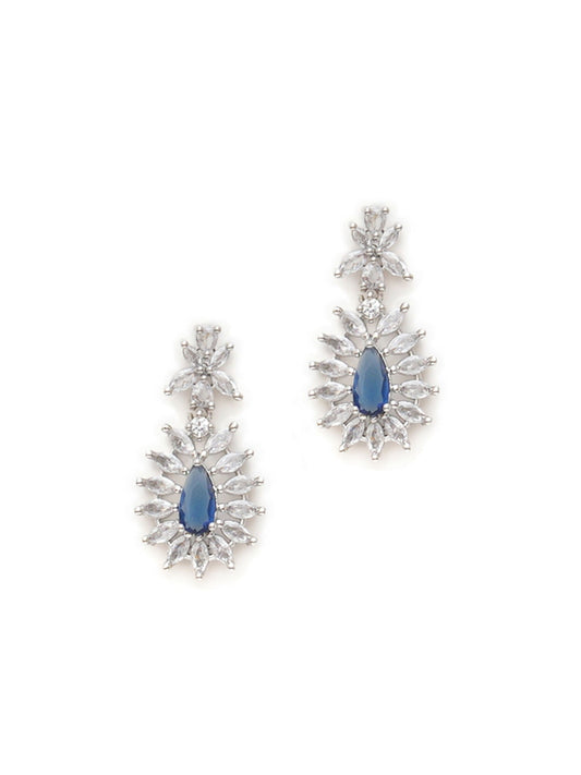 Long kundan earring (Blue) - Ruby Raang - Grab2buy